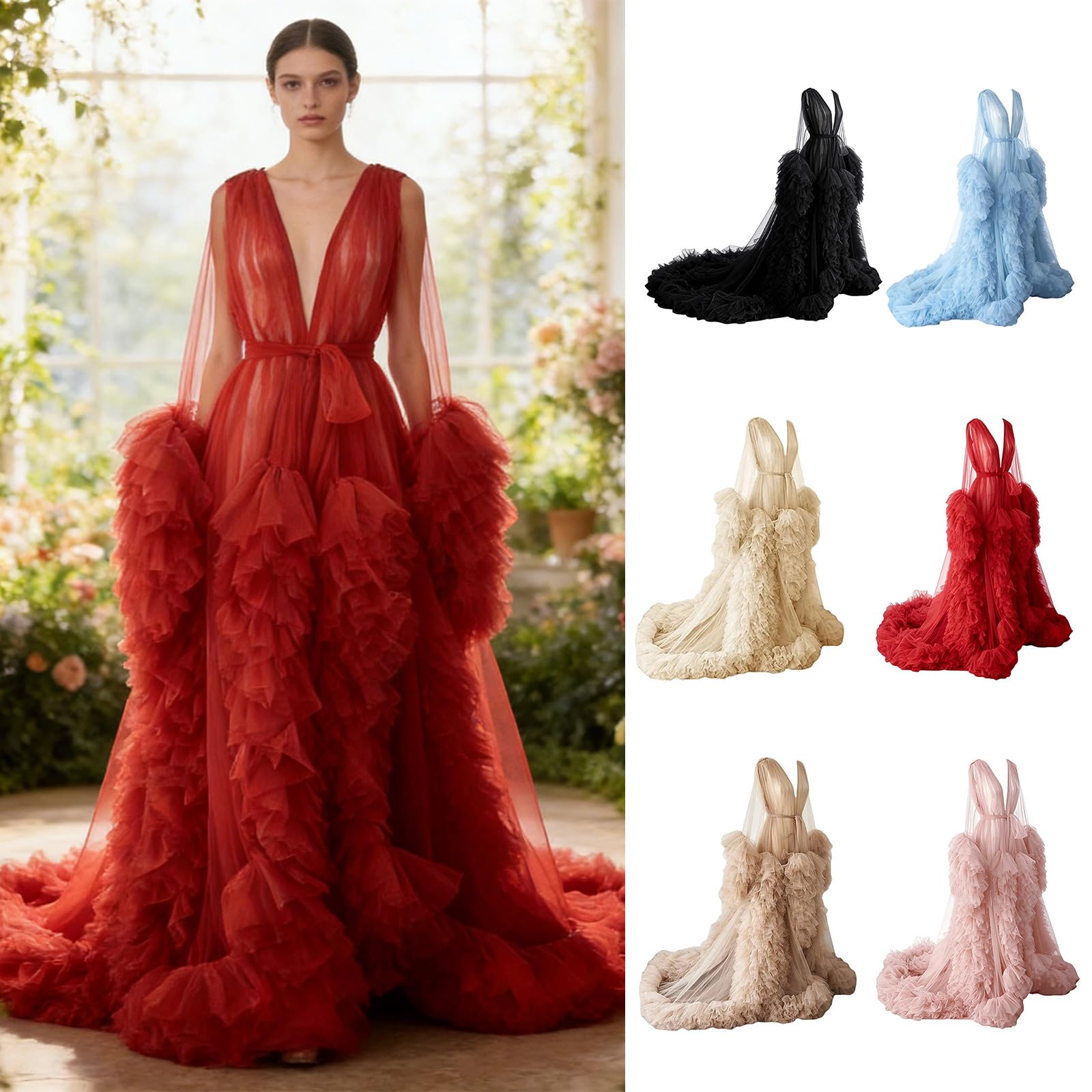 Elegante vestido de maternidad con malla de poliéster transpirable para fotografía de embarazo y eventos especiales. Vestido elegante