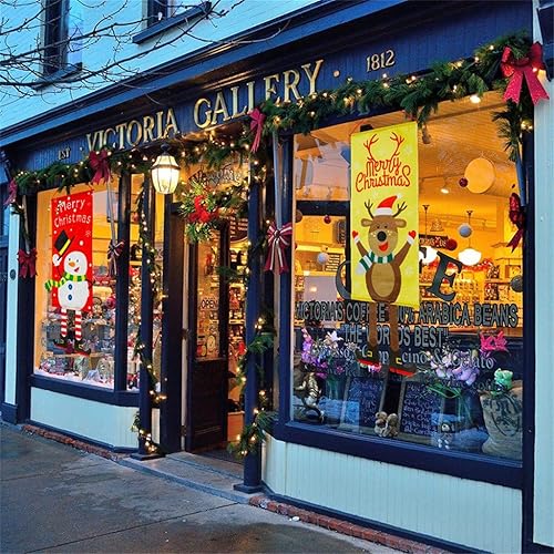 Miniatura 5 de IAMAGOODLADY Decoraciones de Navidad, adorno de Feliz Navidad, bandera de Papá Noel, bandera de la puerta, ventana, decoración colgante de