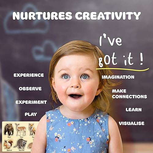 Miniatura 7 de Rompecabezas de madera para niños pequeños de MoinKidz, rompecabezas Montessori de animales del bosque para niños de 3 a 5 años, juguetes educativos