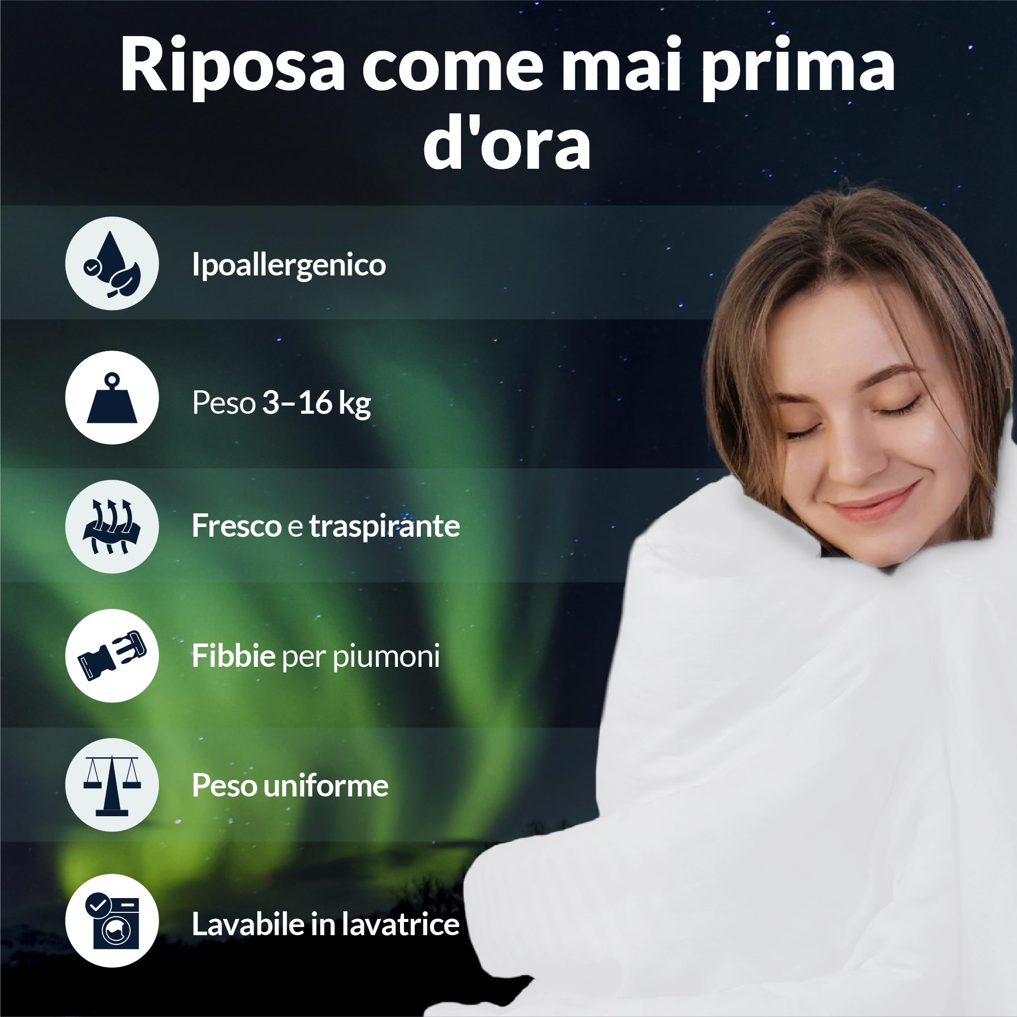 Polar Night Coperta Ponderata per Adulti 150 x 200 cm, 9 kg - Coperta Pesante con Perline di Vetro, 100% Cotone, Standard Oeko-Tex® 100 – Coperta Appesantita Traspirante, Weighted Blanket