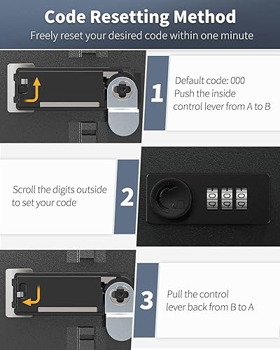Miniatura 5 de Uniclife Gabinete de llaves de 100 posiciones con cerradura de combinación reiniciable, caja de almacenamiento de seguridad digital negra,