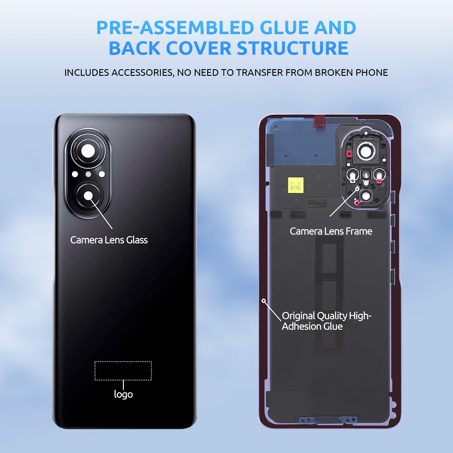 Vitre Arrière Avec Adhésif + Lentille Caméra Pour Huawei Nova 9 SE - Neuf, Marque GLOBALSTOCK