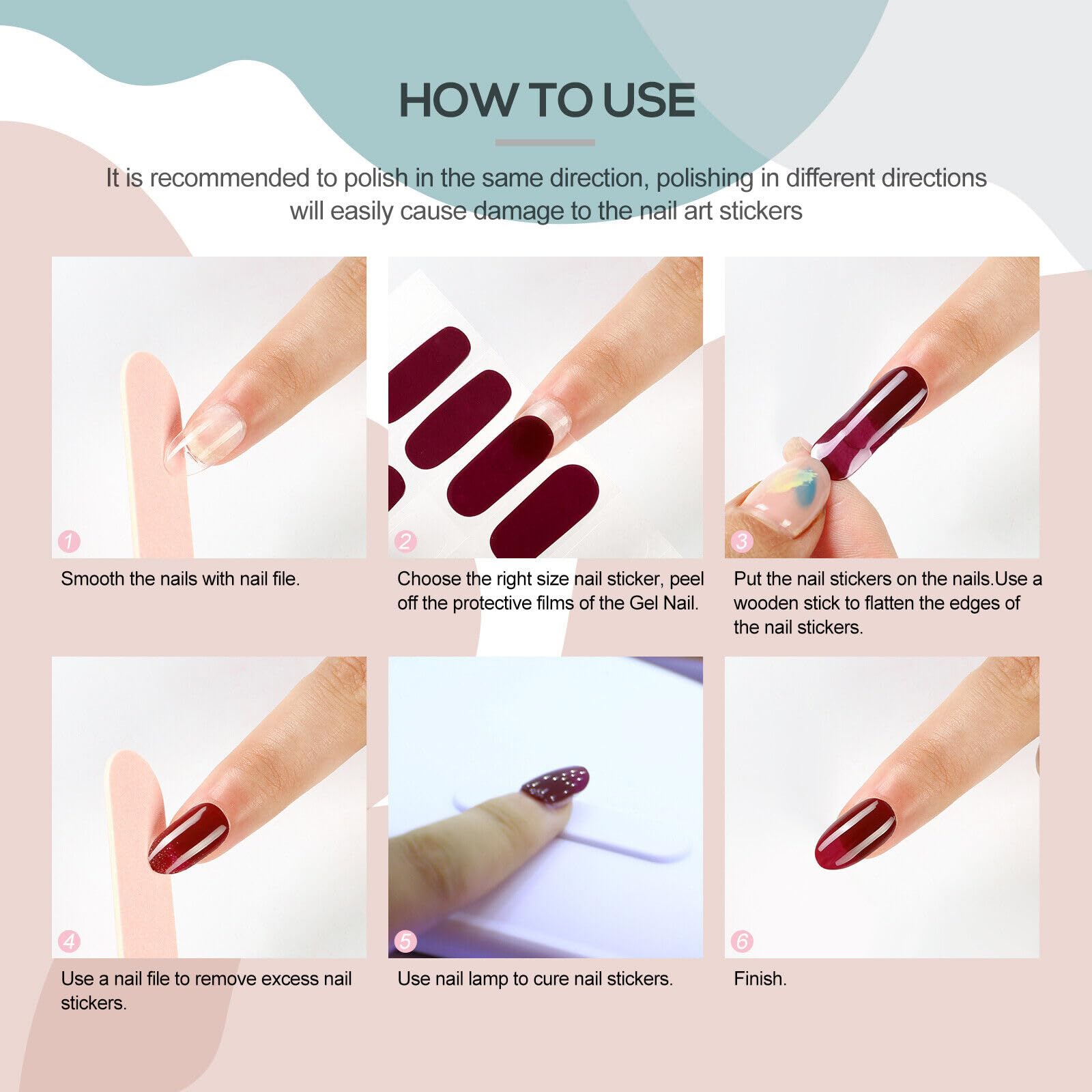Cazuela Solid 16PCS Gel Nail Polish Stickers Full Nail Wraps for Women Kit with Nail Classic Nail Gel Strips Nail Wraps Gel Polish Strips Nail Art Stickers for Women Girls (06 Brick Red) 2