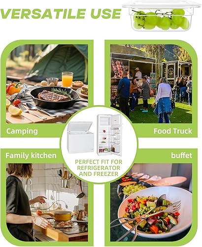 Miniatura 7 de Paquete de 6 bandejas para alimentos con tapas, tamaño 16 irrompible, apilable, de plástico, para fiestas, catering, cocinas caseras, preparación de