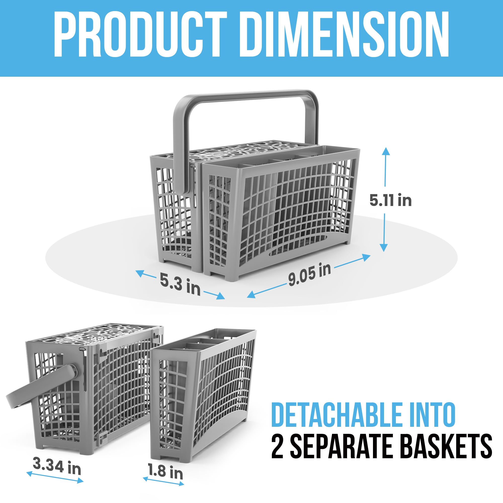 NATIKON Cesta universal para cubiertos para lavavajillas compatible con Maytag, Samsung, Kenmore, GE, Bosch, Whirlpool, KitchenAid y muchos más