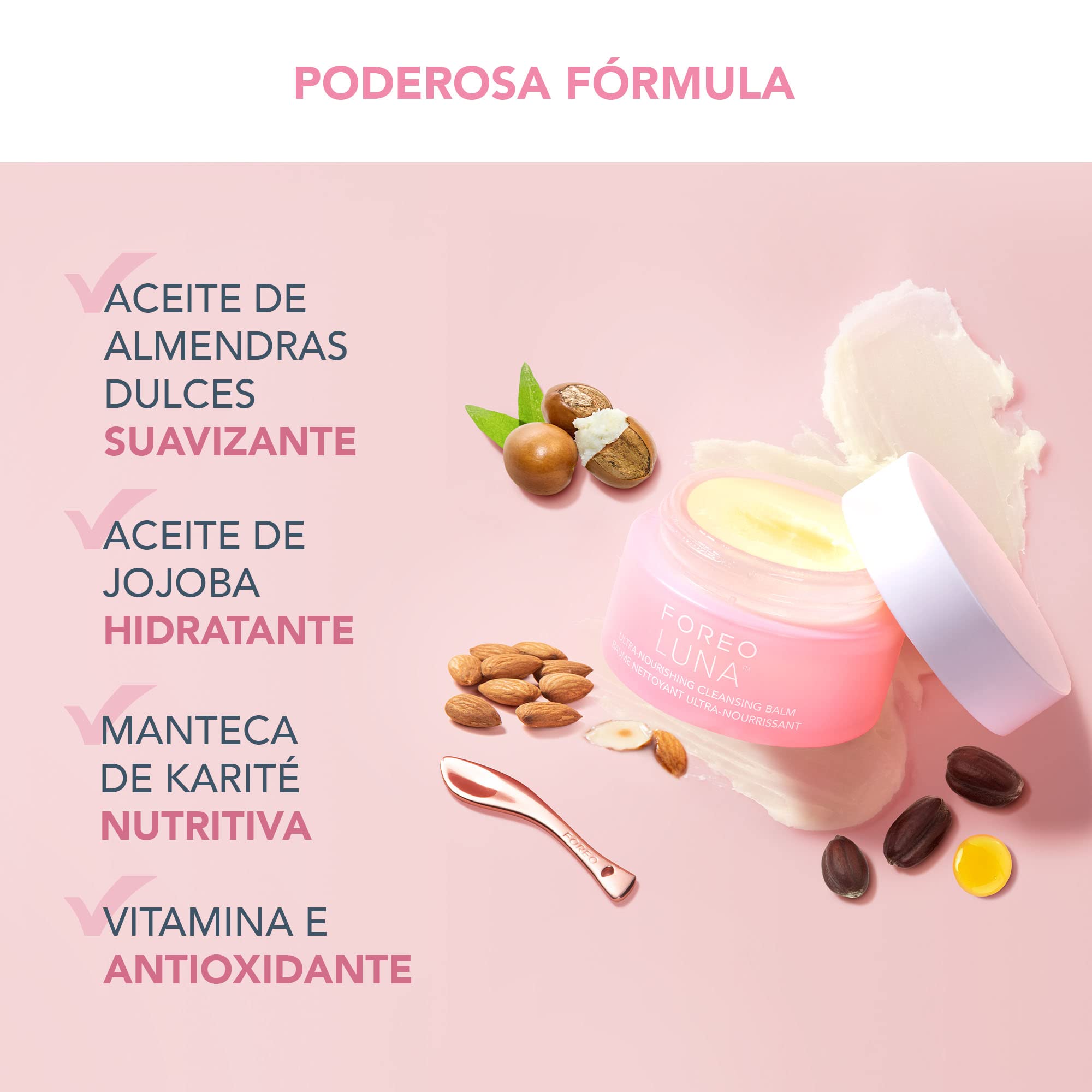 FOREO LUNA Bálsamo desmaquillante ultranutritivo - Desmaquillante facial suave - Gel limpiador facial - Desmaquillante ojos - Vegano y cruelty-free - Sin fragancia y eco - 75 ml