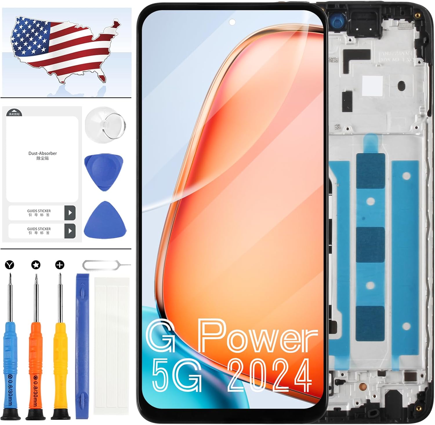 Screen Replacement for Motorola Moto G Power 2024 5G LCD Screen Display Touch Panel Digitizer Assembly Repair Parts with Frame G Power 5G 2024 XT2415 XT2415-1 XT2415-3 XT2415-5 6.7"