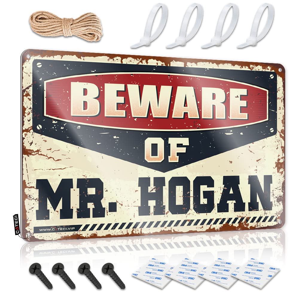 Funny Office Signs Beware Of Mr. Hogan Tin Sign Funny Signs Billiard Vintage Metal Signs Funny(30X40CM)