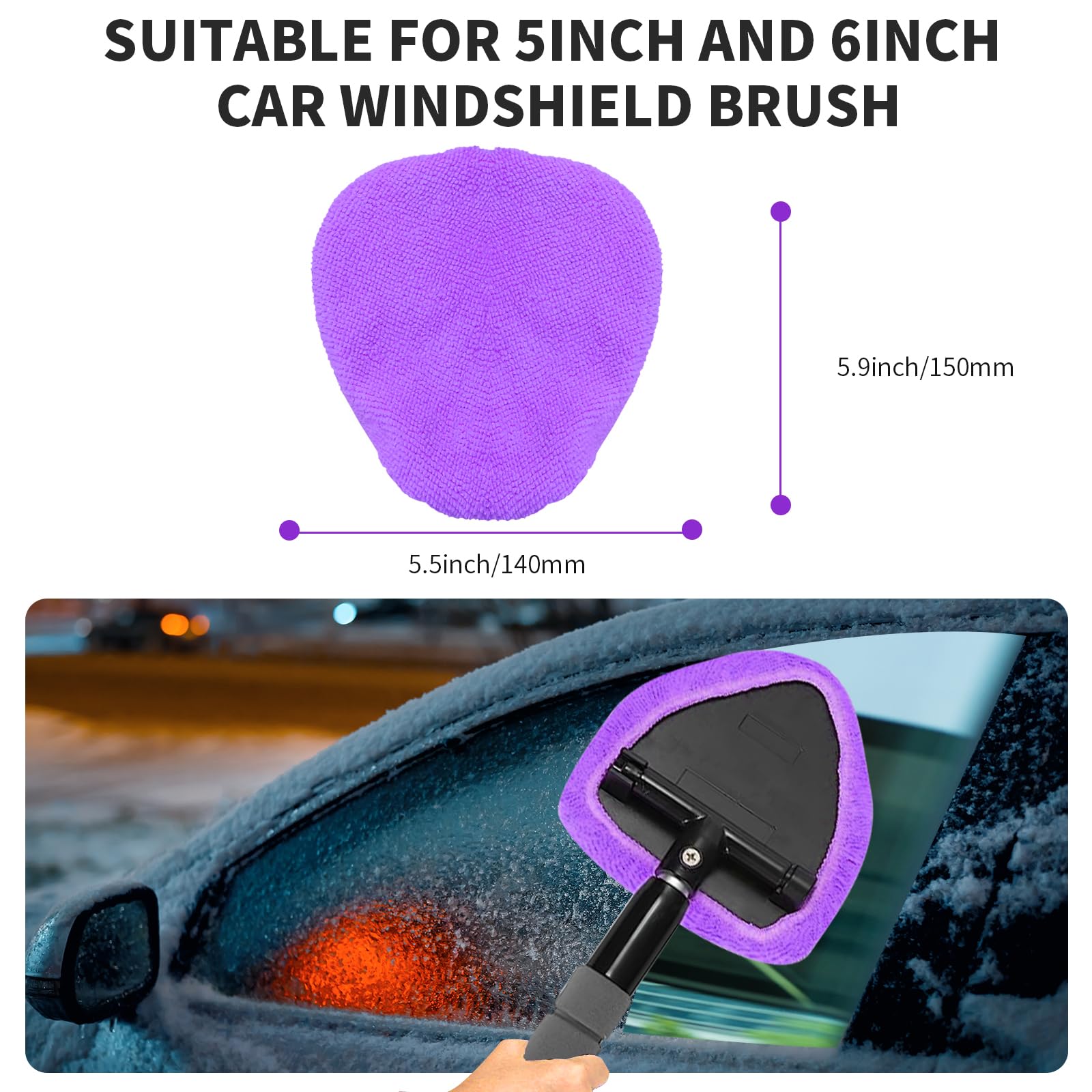 Paquete de 5 paños de microfibra reemplazados para el cuidado del automóvil para XINDELL Cepillo de limpieza de parabrisas de rizo de algodón lavable almohadillas de lavado de coche – 5 pulgadas de