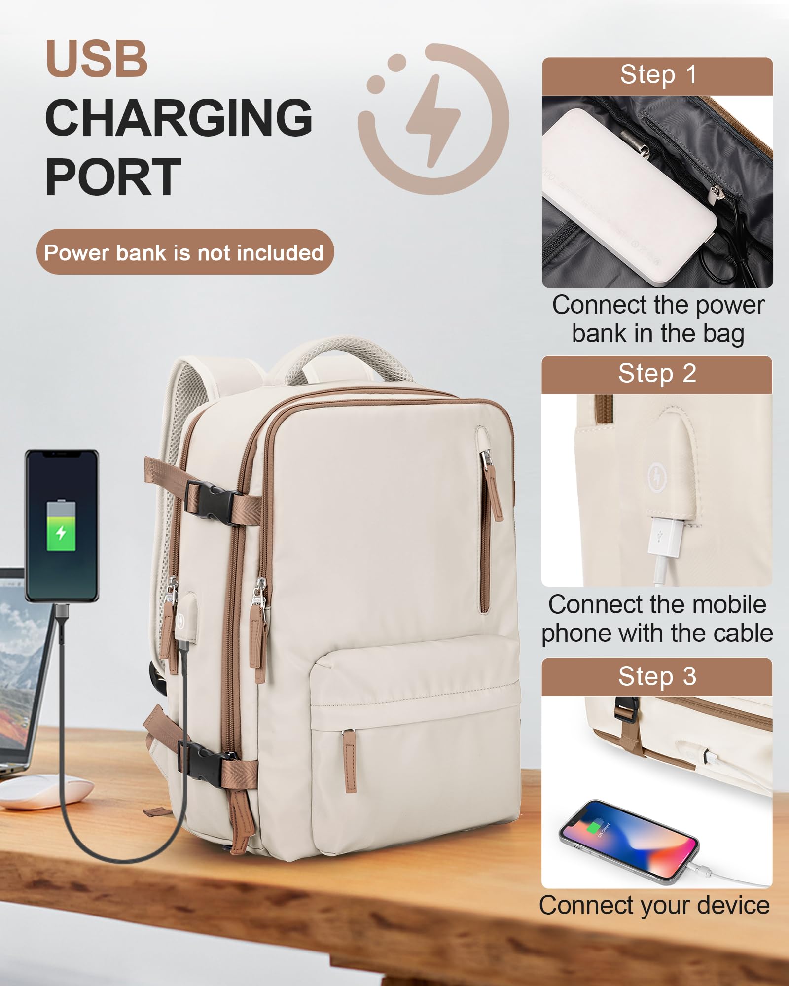 BJLFS Borse da Cabina per Ryanair 40×20×25 Bagaglio a Mano Easyjet 45×36×20 Borsa Zaino da Viaggio, Zaino da trekking,Zaino Casual per laptop da 14 pollici per scuola
