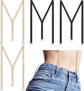 4 Pcs Women Suspenders Adjustable Under Clothes Thin Suspenders Skinny Suspenders Y Back Under Clothes Hook Suspender Pants for Women Girls Lady Pregnant