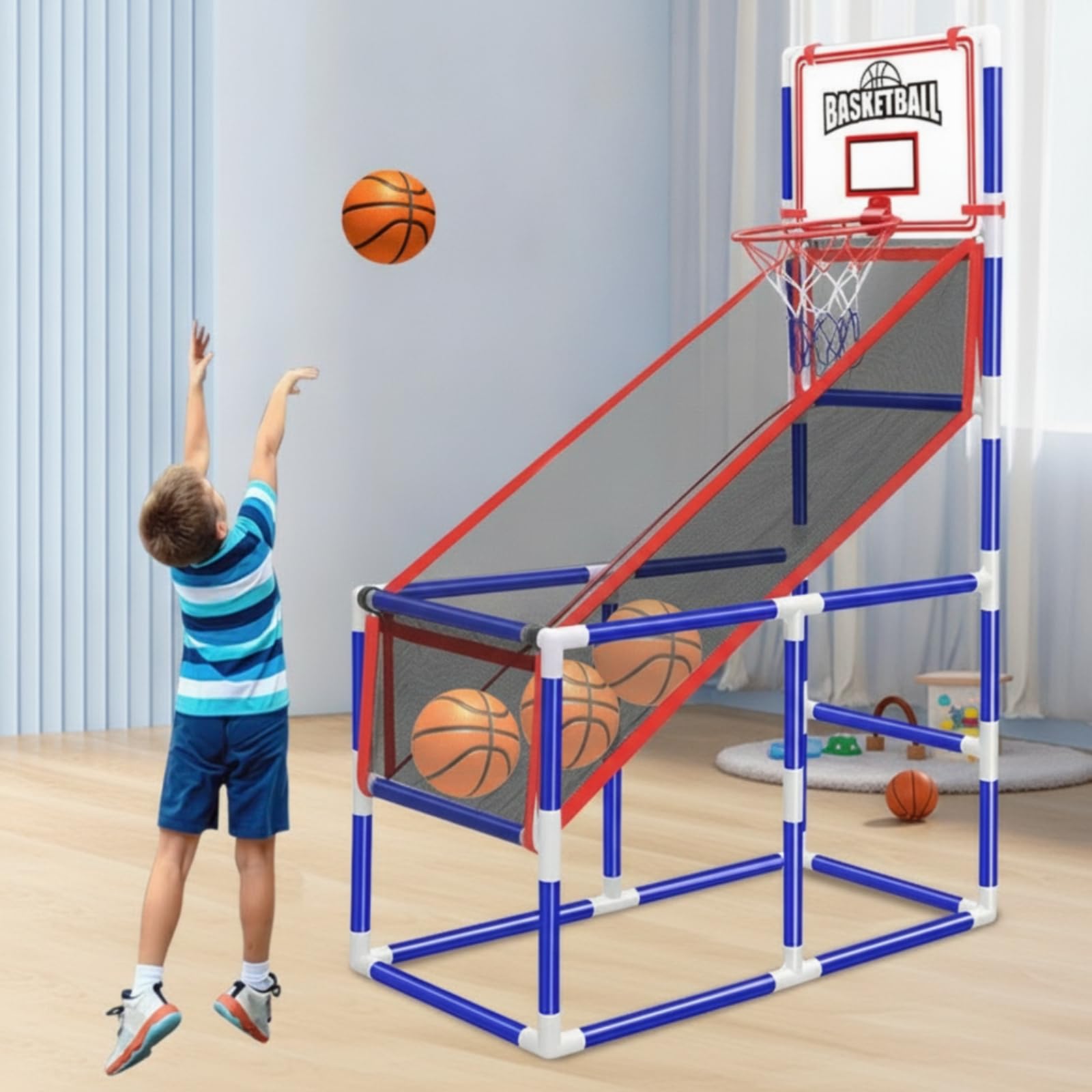 Milageto Canasta volución Balón Diversión Familiar Máquina Baloncesto Infantil Tamaño Gran Canasta para Niñas y Niños
