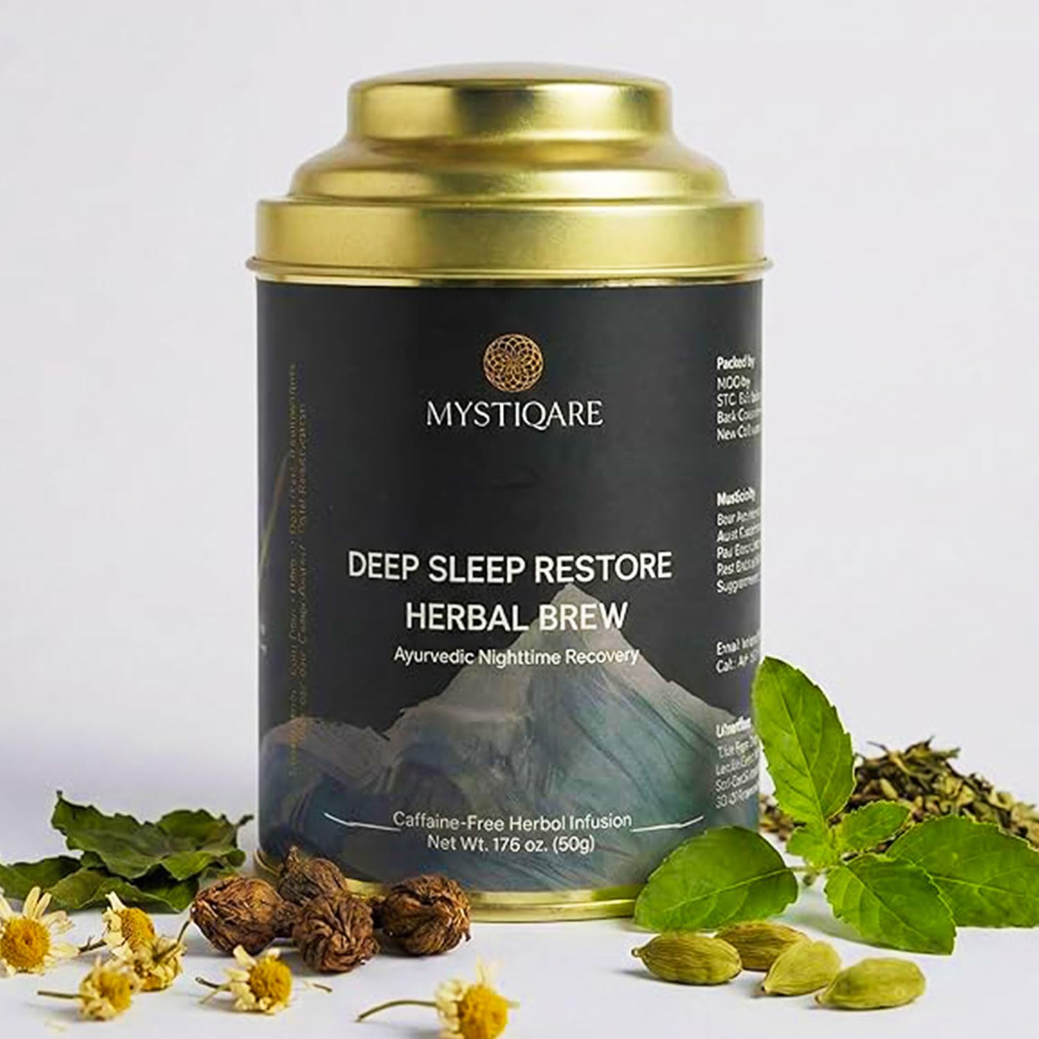 Mystiqare Deep Sleep Restore Herbal Brew (50g) – Ayurvedic Sleep Tea with 10% Jatamansi & 60% Chamomile | Natural Insomn