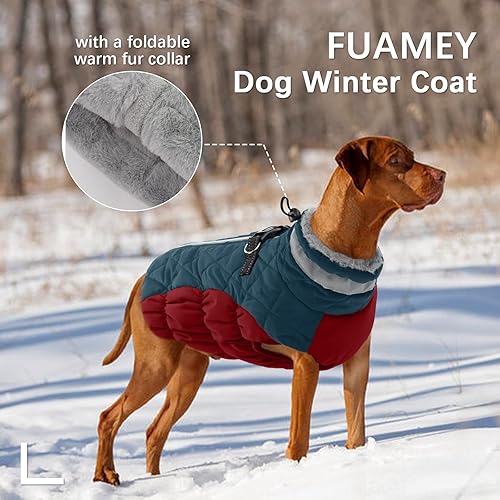 Miniatura 3 de FUAMEY - Chaqueta de invierno para perros, chaleco acolchado con arnés, ropa cálida para mascotas, abrigo con cremallera, impermeable, para perros