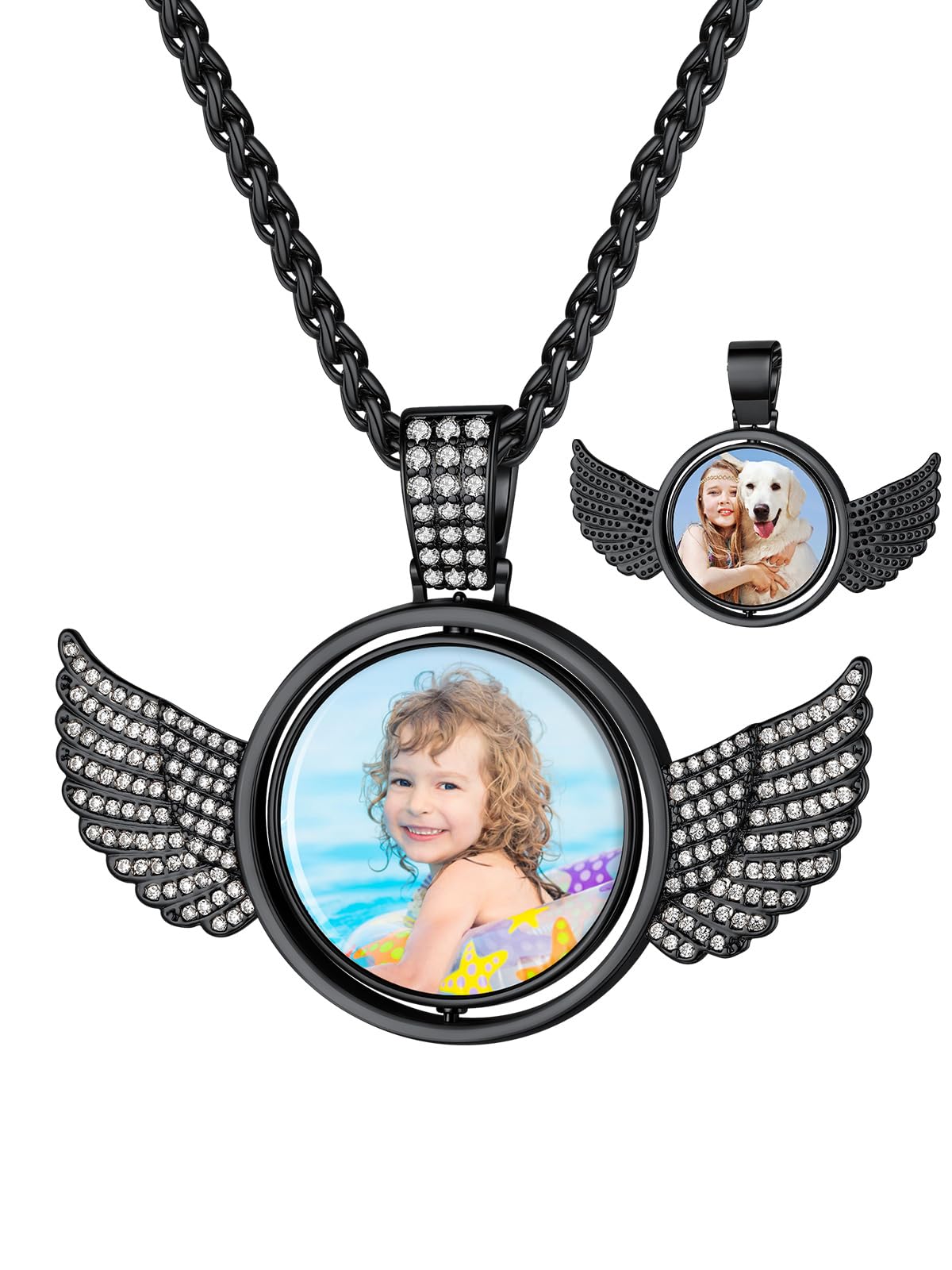 Custom4U Picture Necklace Personalized Photo Circle Chain for Men Women