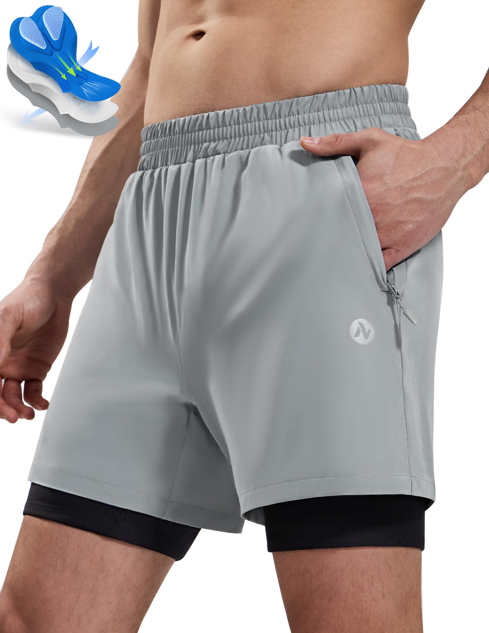 Nepest Men’s 4D Padded Mountain Bike Shorts MTB Cycling Biking Bicycle Riding Shorts with Zipper Pockets