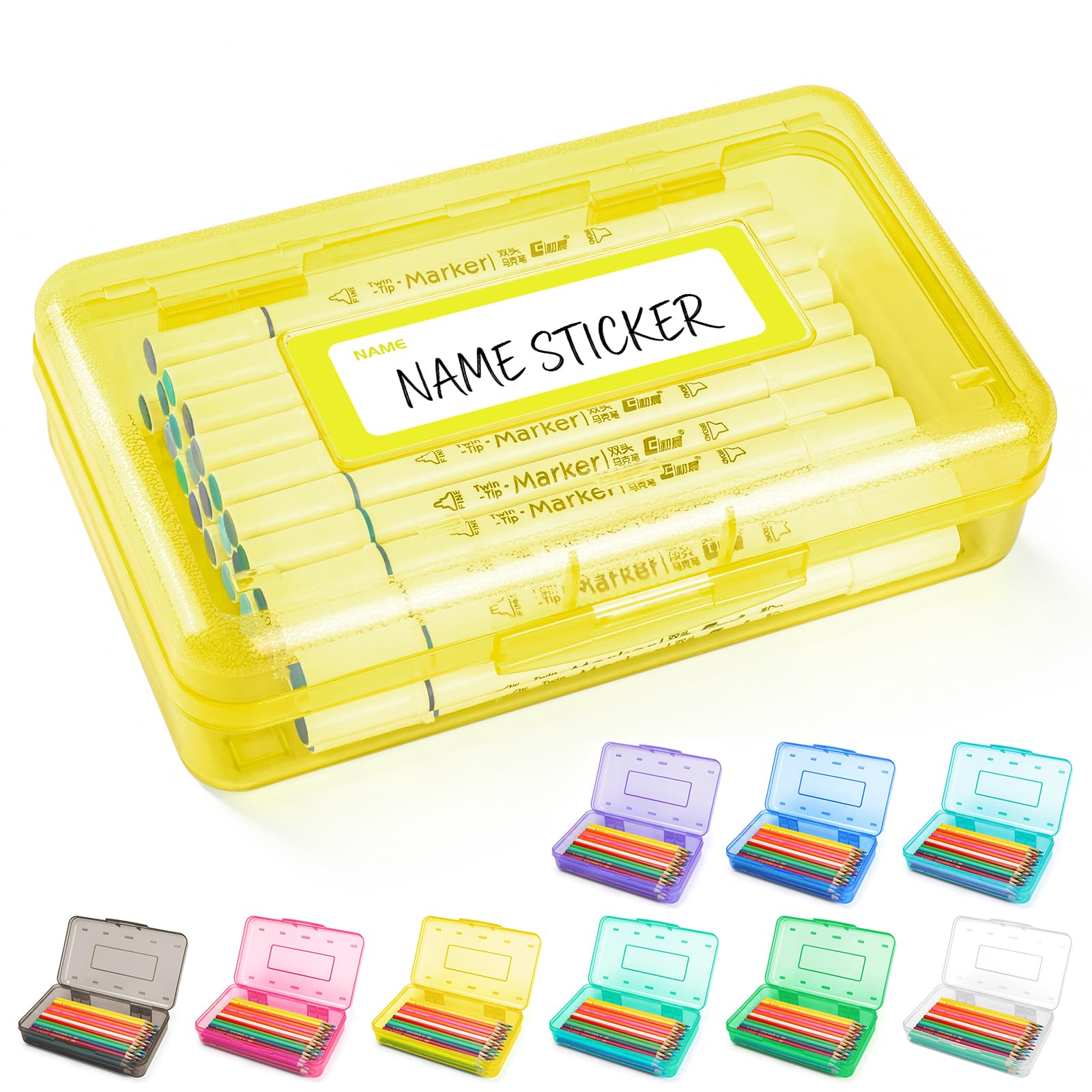 Photo 1 of Nuozme Double Layer Pencil Box with Personalized Sticker