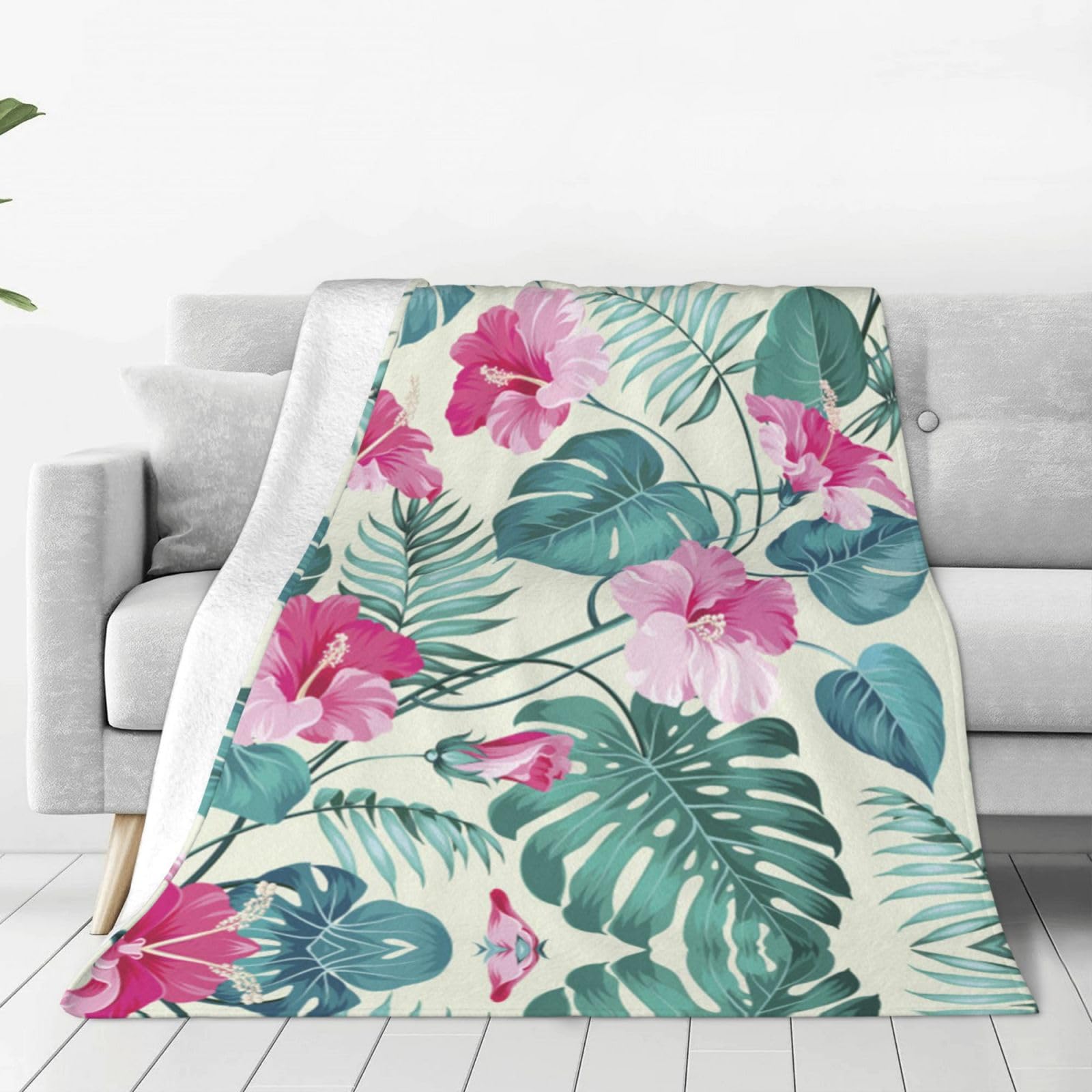 Couverture polaire feuilles de palmier contre le froid pour un sommeil réparateur