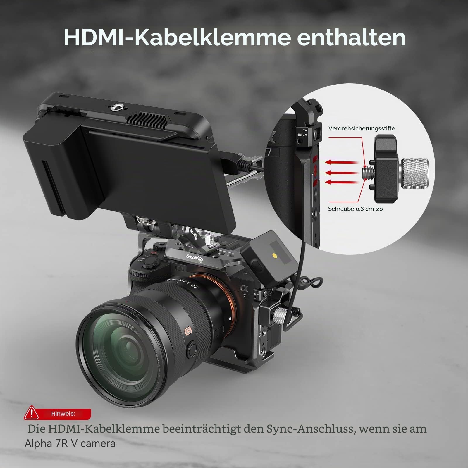 SMALLRIG HawkLock Schnellwechsel-Cage-Kit für Sony Alpha 7R V/Alpha 7S III/Alpha 1/Alpha 7R IV/Alpha 7 IV/Alpha 7 V, Vollkäfig mit oberem & seitlichem Griff, Kabelklemme (verbesserte Version) - 3669D