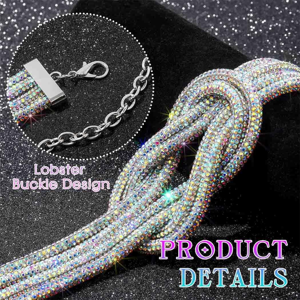 ELABEST Bling Rhinestone Knotted Belts for Women Formal Dress Sparkly Crystal Belt - Image 3