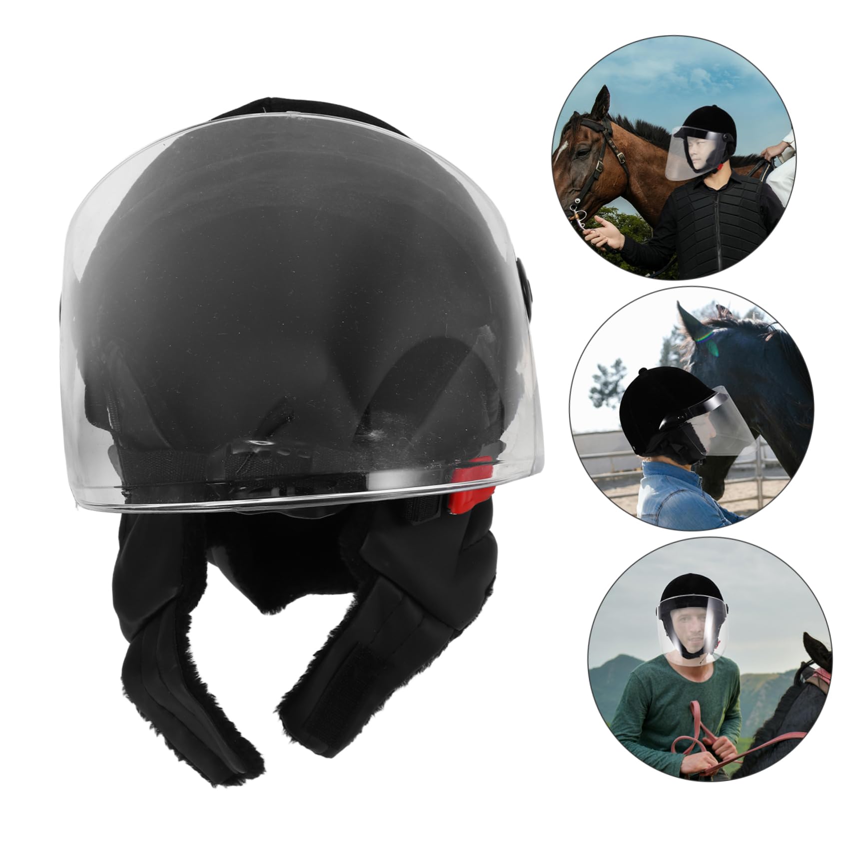 Casco da Equitazione Uomo Donna Protezione Completa Velluto Plastica Nero Adatto Sport Equestri e Ciclismo