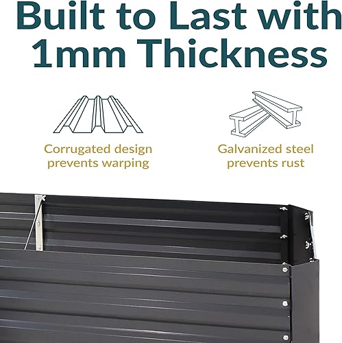 Miniatura 132 de Sunnydaze Cama de jardín de metal elevada de 11.75 pulgadas de alto, cama de jardín elevada galvanizada para exteriores para verduras y flores