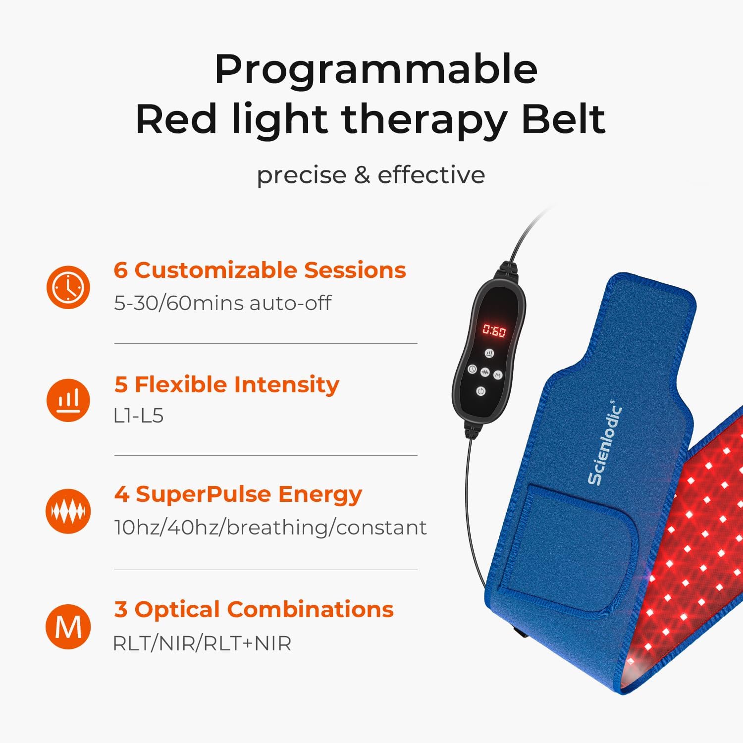 Scienlodic Red Light Therapy Belt, Infrared Light Therapy for Body, Timer for Relaxing Muscle (Blue Ck)