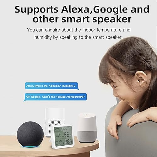 Miniatura 2 de Sensor de humedad y temperatura WiFi inteligente, termómetro higrómetro inalámbrico, reloj integrado y pantalla de hora, monitor inteligente de