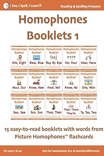 HOMOPHONES BOOKLETS 1 - Fun & Easy-to-Read 15 Booklets with words from Picture Homophones™ flashcards SET 1: For children in K-5, dyslexia, English ... Flashcards, Kindle with Audio & Workbooks)