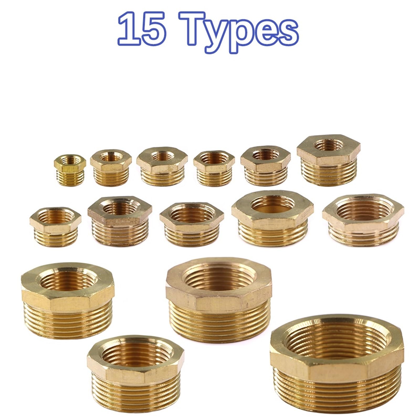 3PCS 1/8 "1/4" 3/8 "1/2" 3/4 "1" 1.5 "2" Raccordi for tubi in ottone Hex Tettarelle da biberon Adattatore BSP Maschio Femmina Filettatura Riducendo Boccola Esagonale Per Collegamento Tubo