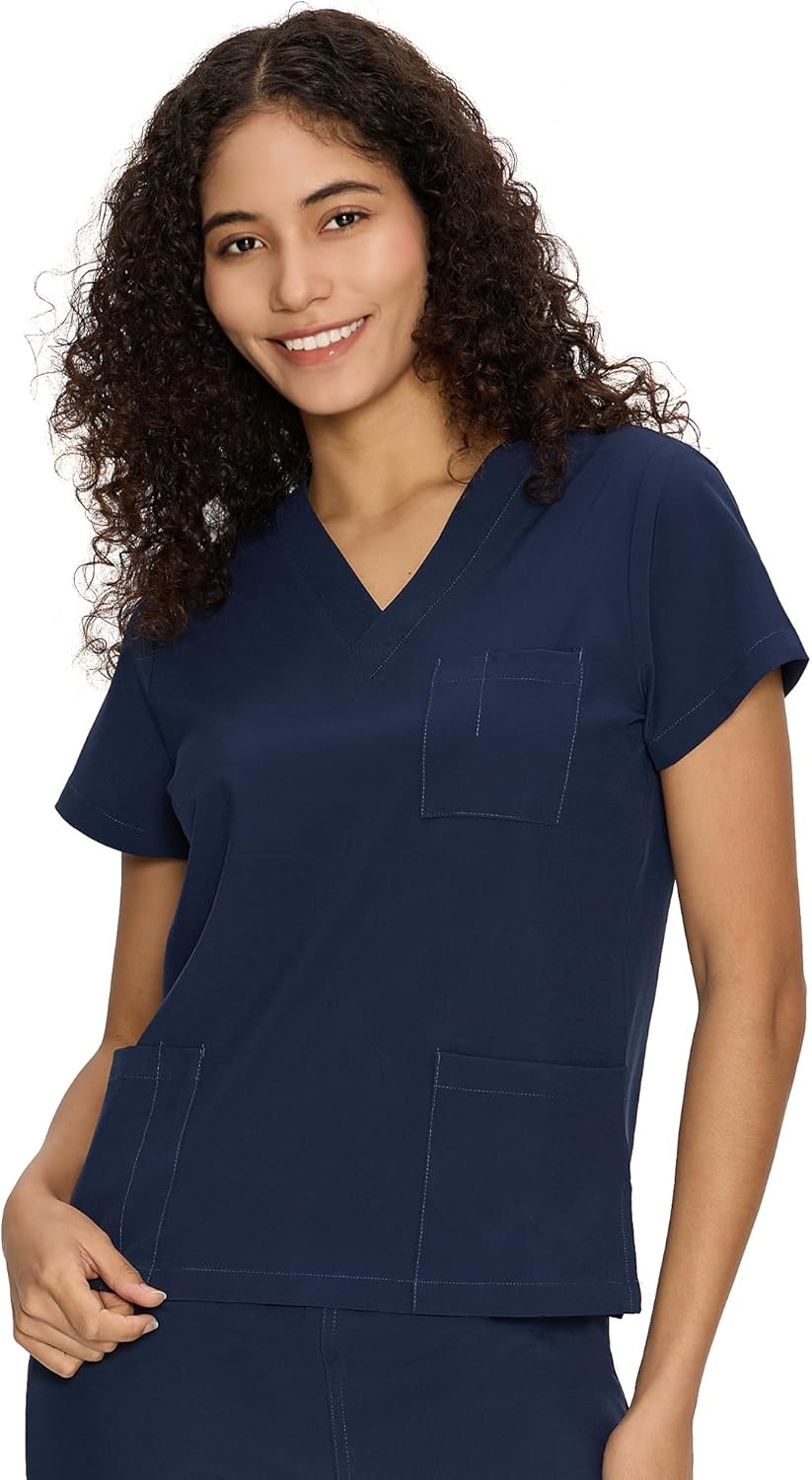 COZYFIT Scrub V-Neck Tops for Women, Soft Stretch Women's Tops Easy Care with 3 Pockets - Image 2