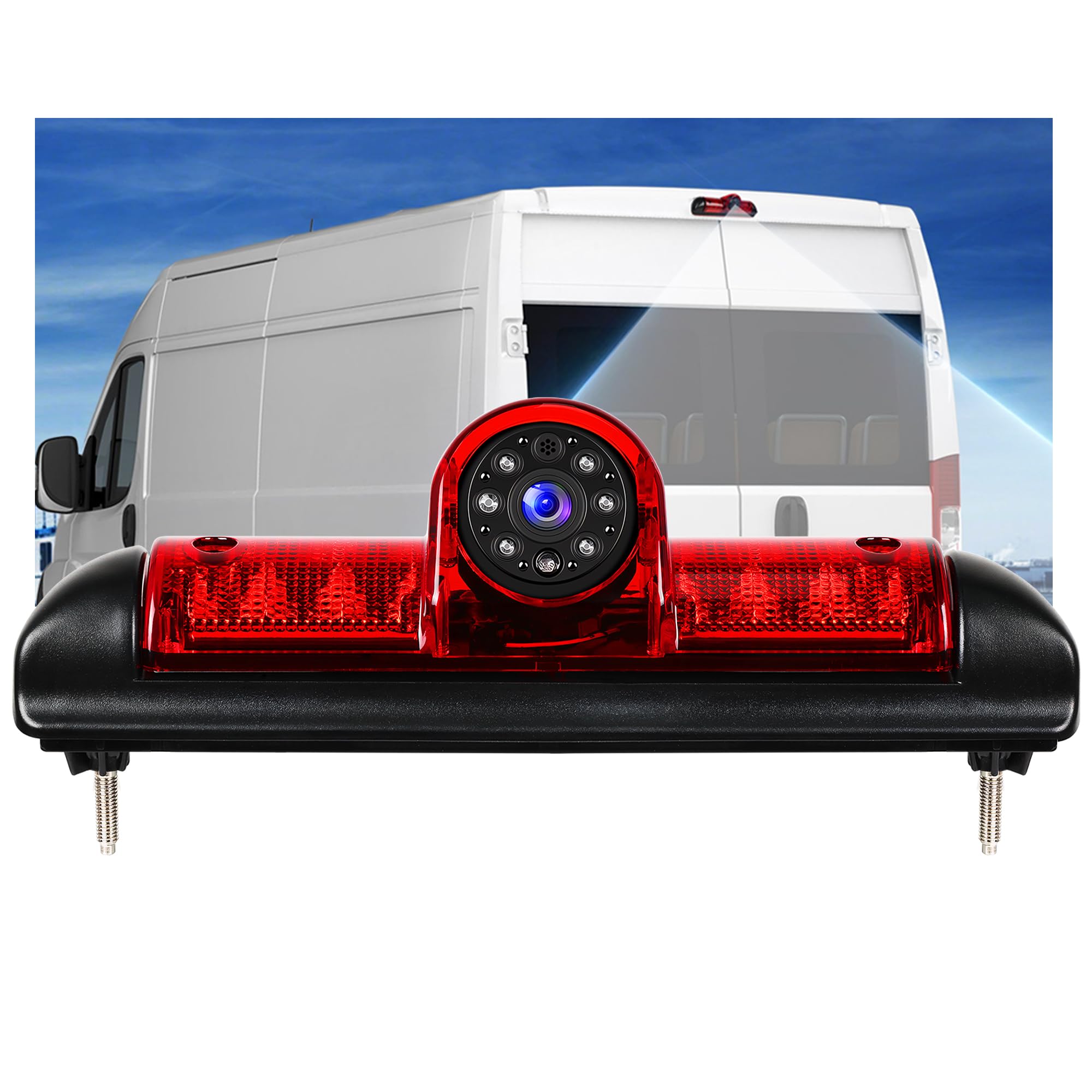 Rimoody Terza Luce di Stop Telecamera Posteriore per FIAT Ducato late 3 gen 2006-2017/Peugeot Boxer 2006-2017/Citroen Jumper 2006-2017, Visione Notturna IR/Impermeabile IP67/Angolo Regolabile AHD&CVBS