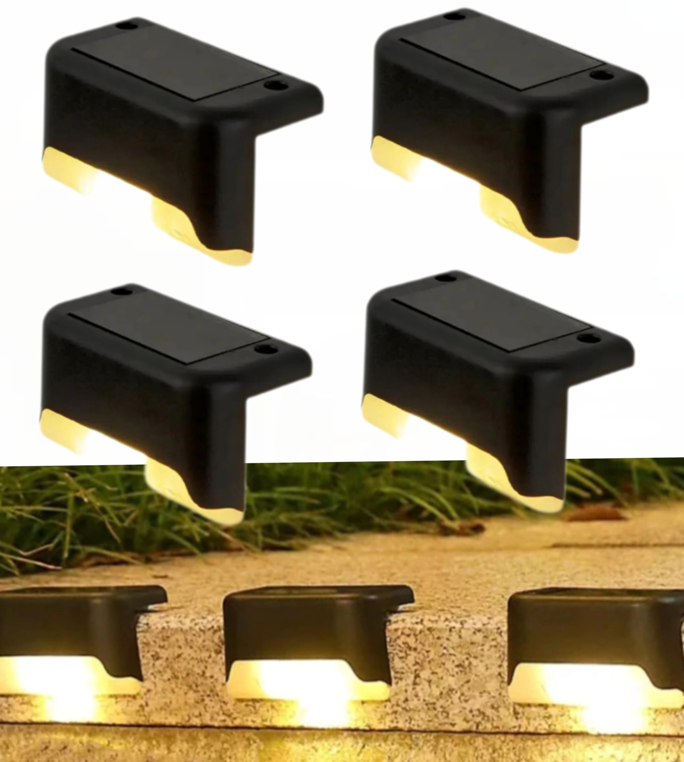 Schsteindar Solar Deck Lights for Steps, LED Outdoor Stair Lighting, Black, Pack of 4-image-49