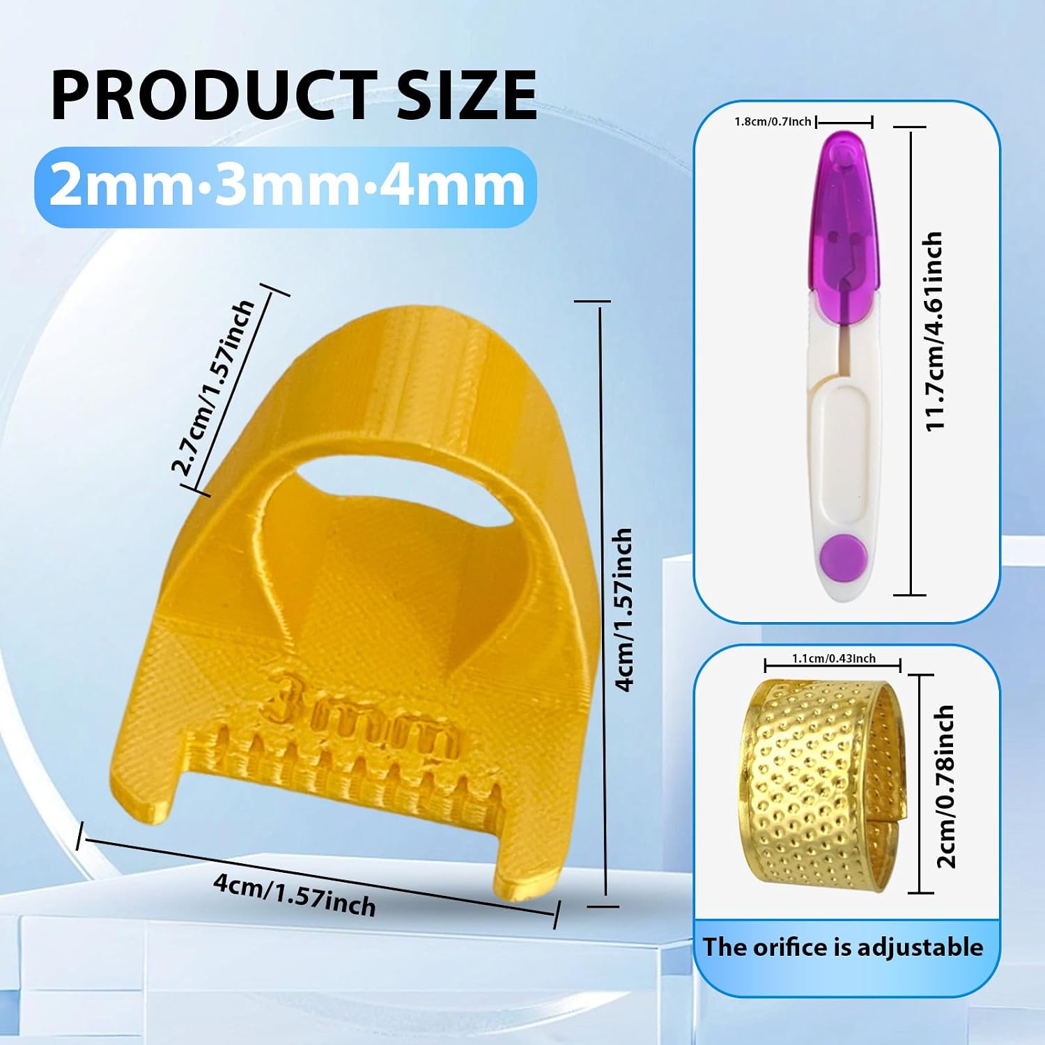 5Pcs Sewing Gauge, Edge Stitch Guide, 2/3/4mm Template, Ruler, Scissors | Perfect for beginners & seniors. Use for hemming, topstitching & seam guides. 3 acrylic templates (2/3/4mm), ruler & scissors