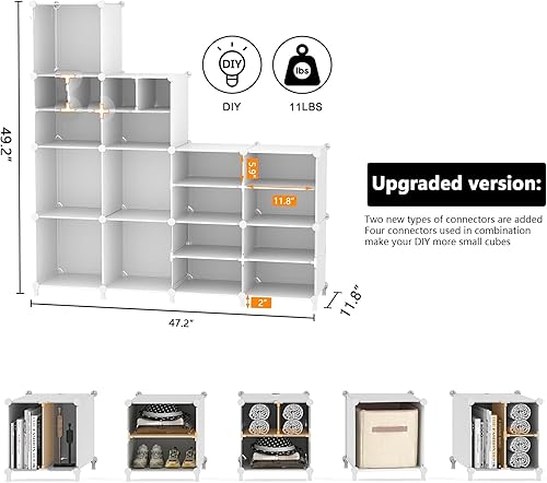 Miniatura 3 de AWTATOS Organizador de almacenamiento de cubos para armario, 12 estantes cubos, cubos grandes y pequeños, estantes de almacenamiento de ropa