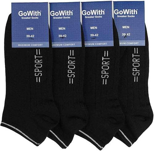 Miniatura 6 de GoWith 4 pares de calcetines tobilleros de algodón para hombre, calcetines atléticos de corte bajo, calcetines deportivos suaves, transpirables