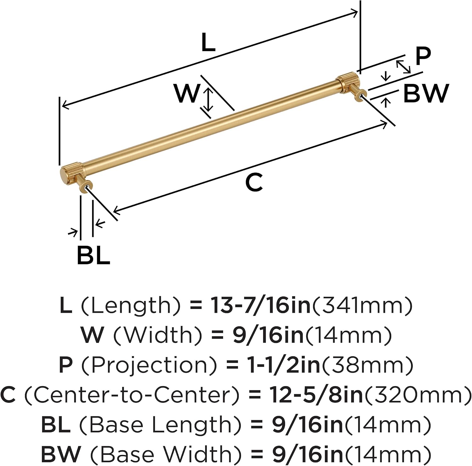 Amerock Farewind 12-5/8 inch (320mm) Center-to-Center Champagne Bronze Cabinet Pull, BP37809CZ