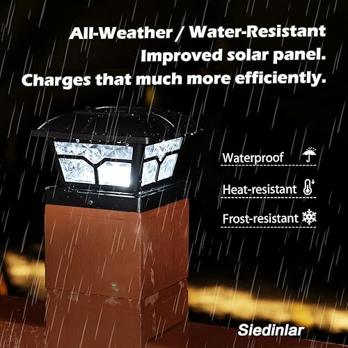 Miniatura 5 de SIEDiNLAR Luces solares para postes al aire libre, 2 modos de color, 8 LED para postes de 4 x 4, 5 x 5, 6 x 6 pulgadas, decoración de valla, patio,