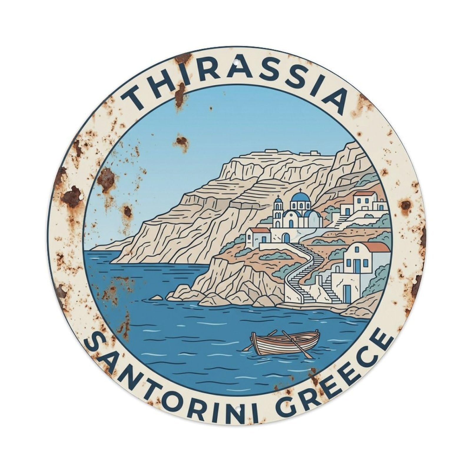 Galvaxio Style Vintage Travel Thirassia Santorini Island 1 Metal Tin Sign