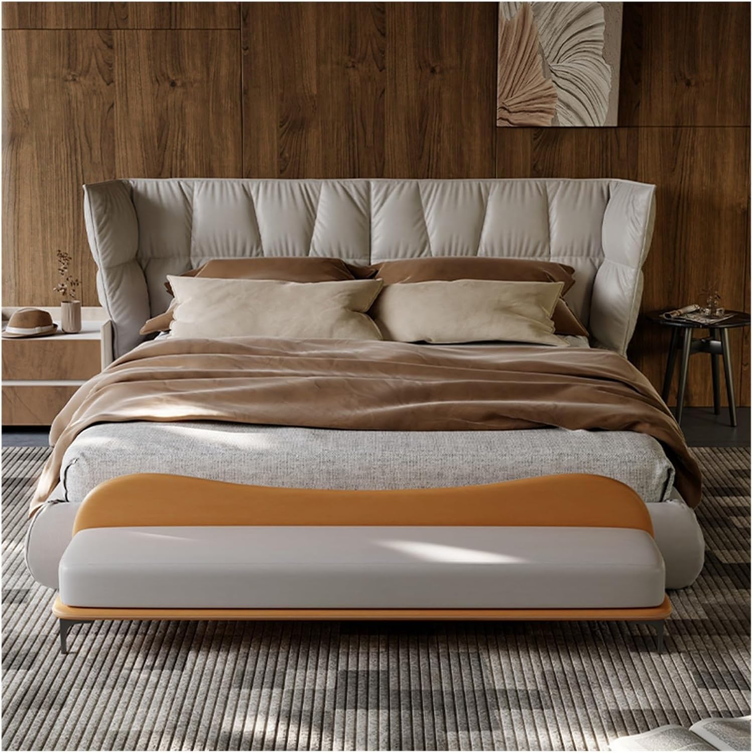 GLigeT End of Bed Bench End of Bed Bench, Leather Long Bench, Modern Upholstered Bedroom Bench for Living Room Foyer Indoor Entryway Foot of Bed Bench (Color : Gris, Size : 120 * 45 * 55cm)