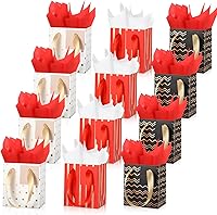 Vista 30 de Tenare 12 bolsas de regalo pequeñas, mini bolsa de papel metálica a granel con asa de papel de seda para envolver regalos, día de San Patricio