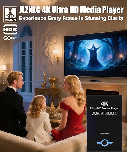 Miniatura 2 de Reproductor multimedia 4K Ultra HD y carcasa de disco duro 2 en 1 - Reproduce H.265HEVC H.264AVC MP4 MKV videos MP3 música JPG fotos, 4K 60fps HDMI,