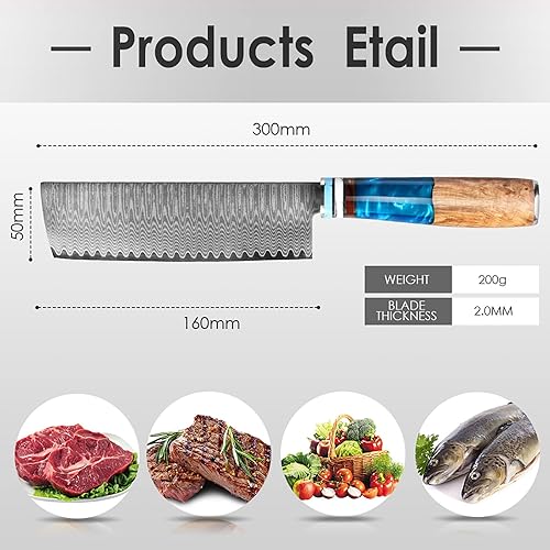 Miniatura 4 de Kuwata Santoku - Cuchillo de chef profesional de Damasco de 7 pulgadas, serie de oro negro, cuchillo japonés VG-10 de acero inoxidable de alto