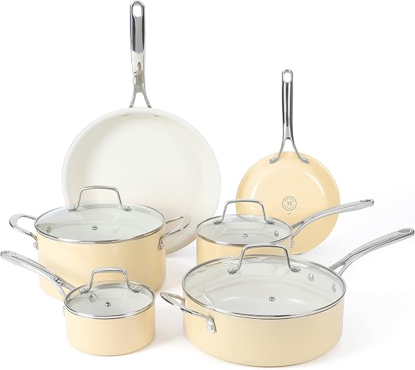 Martha Stewart Lockton Premium Nonstick Enameled Heavy Gauge Aluminum Pots and Pans Cookware Set