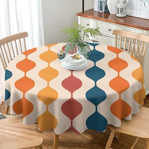 Miniatura 125 de Mantel floral hippie, diseño retro de los años 70, naranja, rosa, azul, floral, bohemio, estampado estético de margaritas, para fiesta, picnic