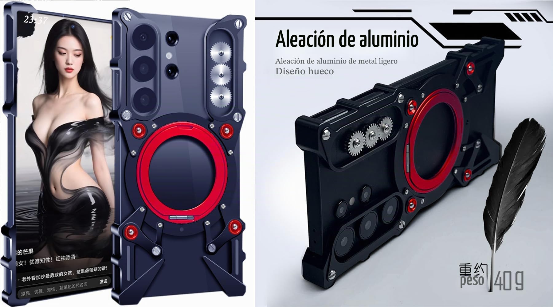 Carcasa de Teléfono Móvil para Samsung Galaxy S25 Ultra, Funda para Galaxy S 25 Ultra, Estuche con Marco Metálico, Armadura -Negro