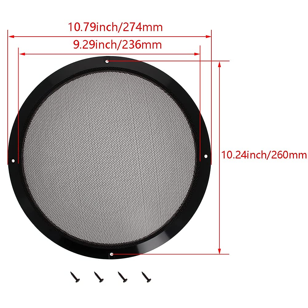 Jutagoss Speaker Grill 10 inches Black Decorative Round Speaker Cover Cold Rolled Steel Mesh Speaker Cover Audio Accessory 2Pcs