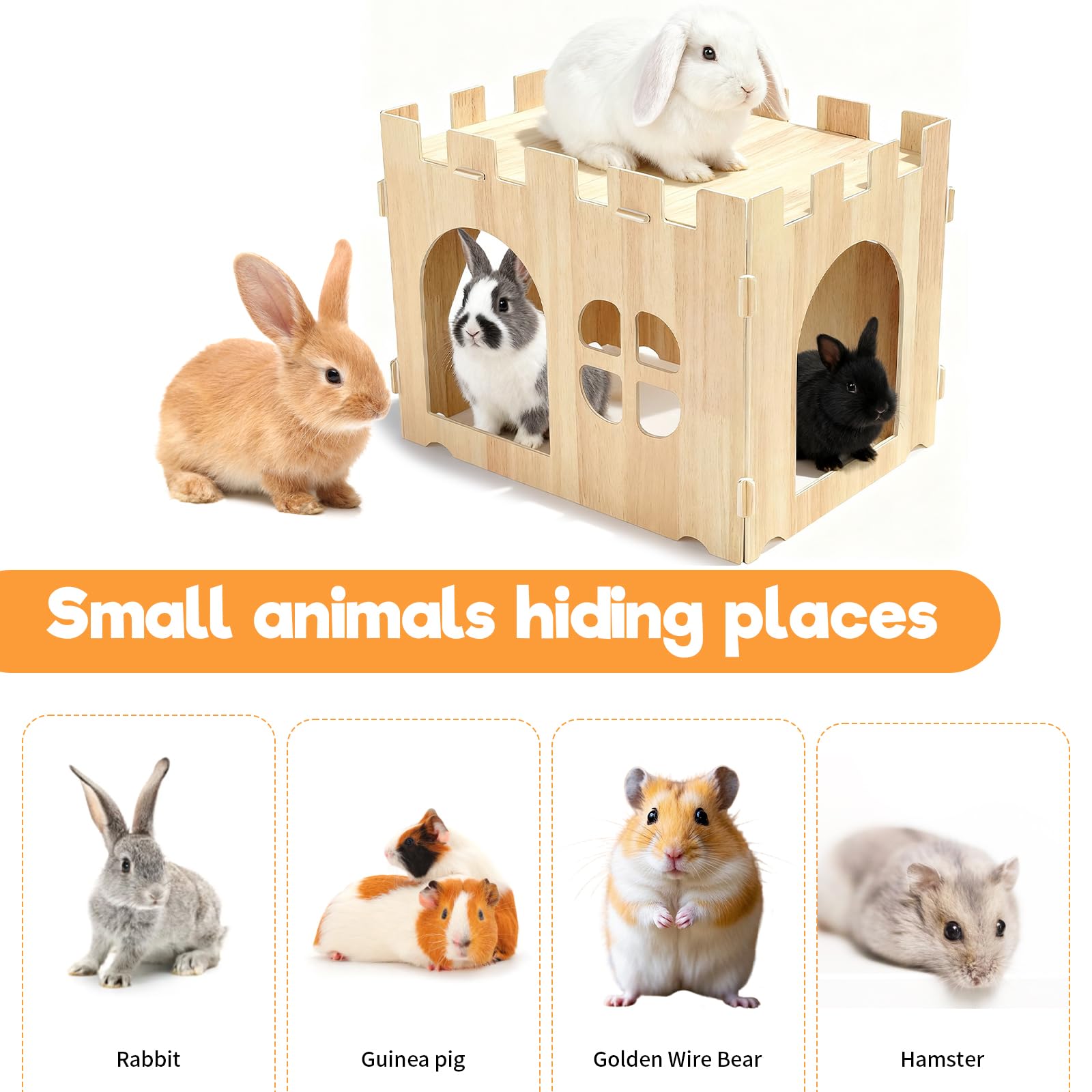 GroßEs Kaninchenhaus, Kaninchen Spielzeug Abnehmbares Hasen Spielhaus Hamster Haus Kleintierhaus für Indoor Erwachsenes Kaninchen Meerschweinchen Chinchilla Habitat