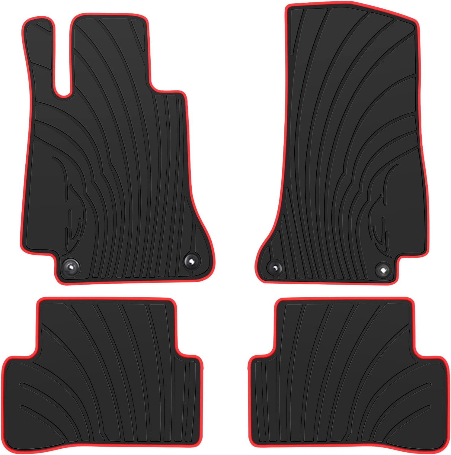 Floor Mats Custom Fit for Mercedes Benz -C Class Sedan Only 2015-2021 C180 C200 C250 C300 C350(e) C400 C43 AMG C450 C63 W205 Rubber Black Red Car Liners All Weather Odorless
