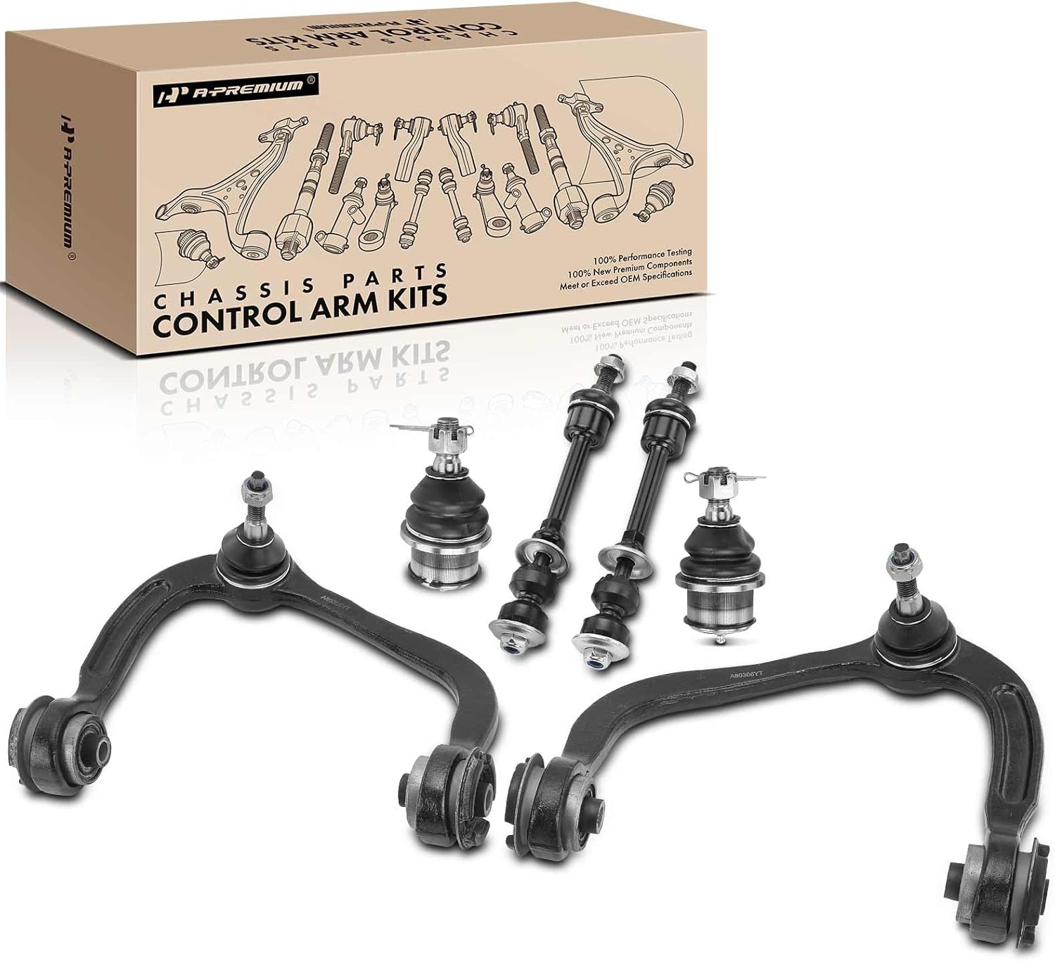 A-Premium 6Pcs Front Suspension Kit, Upper Control Arm, Lower Ball Joint, Sway Bar Link, Compatible with Ford F-150 2005-2008, Lincoln Mark LT 2006-2008, 4WD or AWD